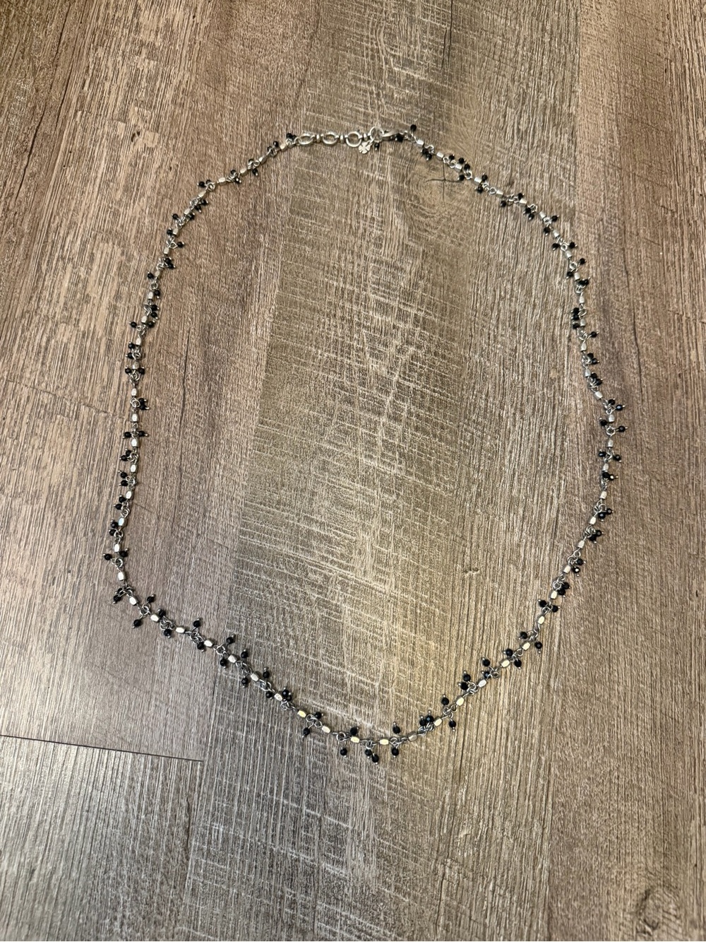 Y2K Silver Tone Black Beaded Belly Chain Waist Belt 35” Adjustable